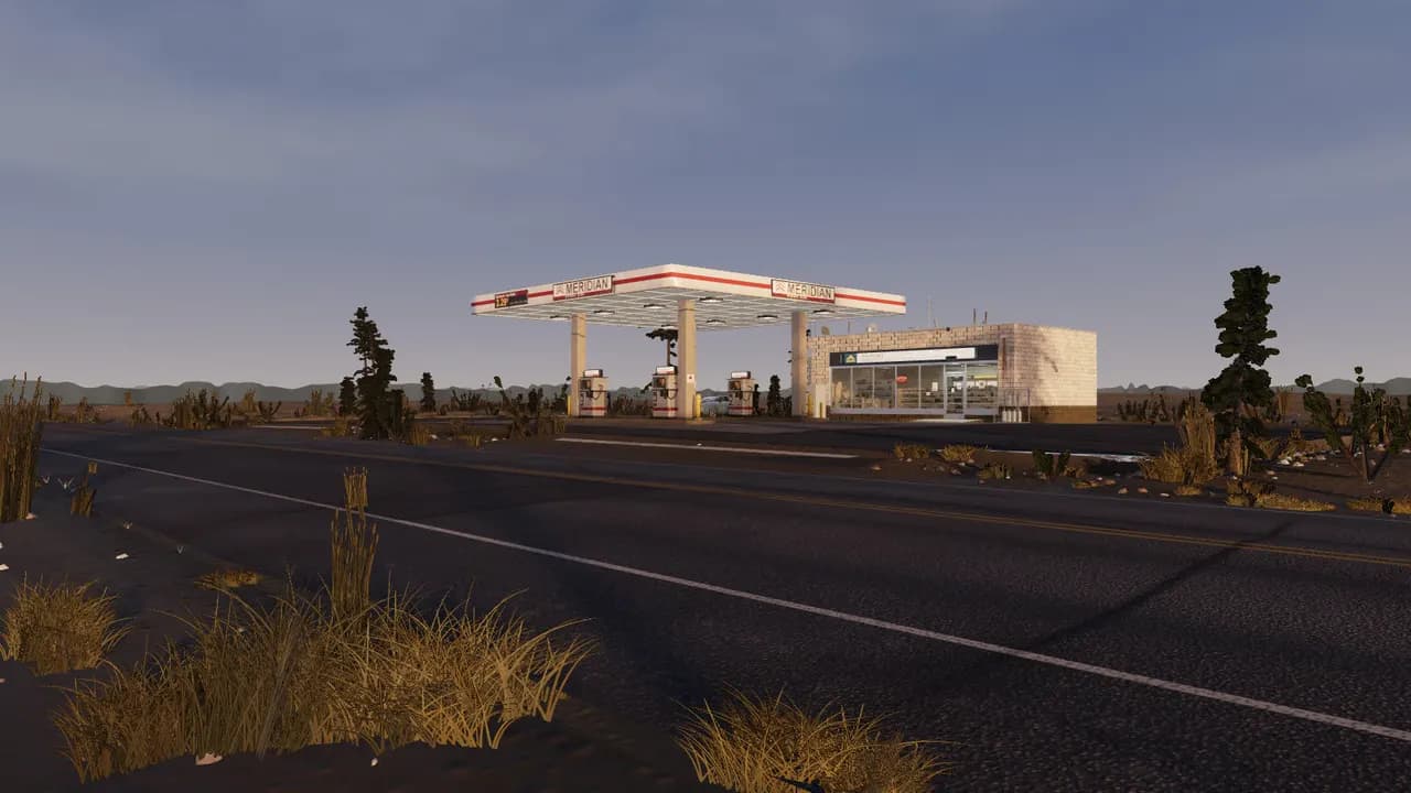 Gas Station at Dawn