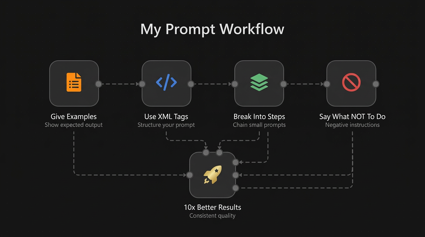 My Prompt Workflow: Give Examples > Use XML Tags > Break Into Steps > Say What NOT To Do